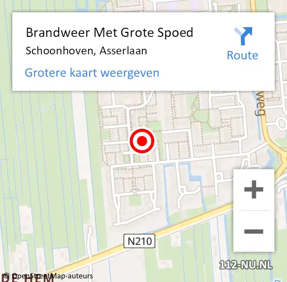 Locatie op kaart van de 112 melding: Brandweer Met Grote Spoed Naar Schoonhoven, Asserlaan op 10 juli 2021 12:19