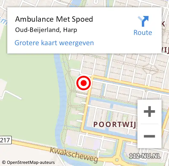 Locatie op kaart van de 112 melding: Ambulance Met Spoed Naar Oud-Beijerland, Harp op 10 juli 2021 12:24