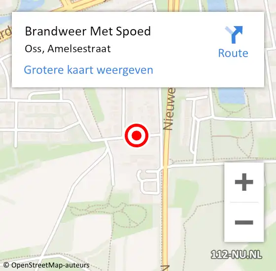 Locatie op kaart van de 112 melding: Brandweer Met Spoed Naar Oss, Amelsestraat op 10 juli 2021 12:27