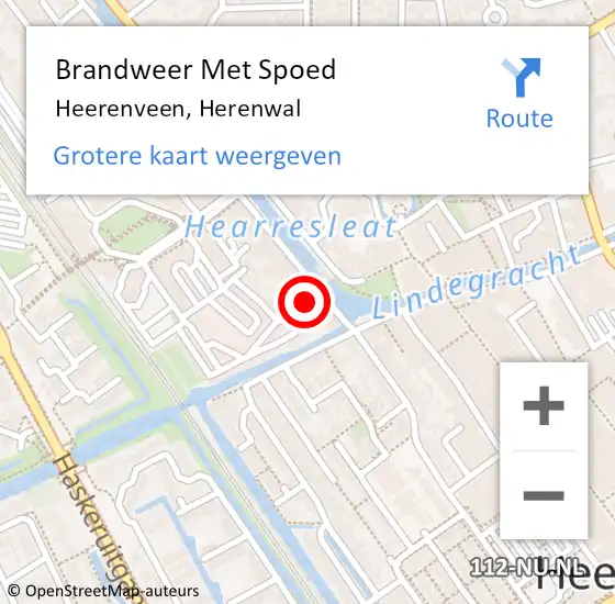 Locatie op kaart van de 112 melding: Brandweer Met Spoed Naar Heerenveen, Herenwal op 10 juli 2021 12:34