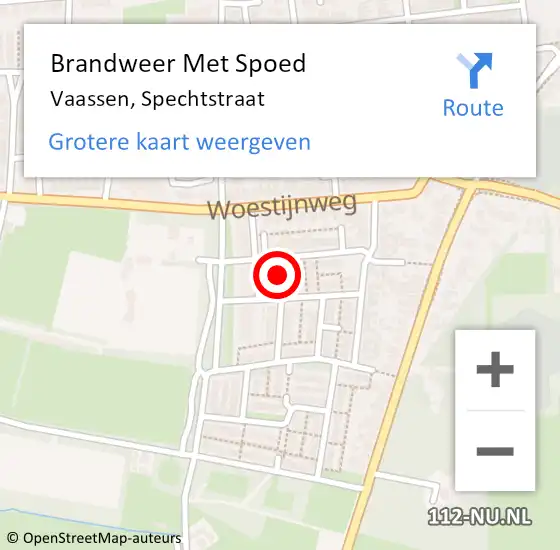 Locatie op kaart van de 112 melding: Brandweer Met Spoed Naar Vaassen, Spechtstraat op 10 juli 2021 12:38