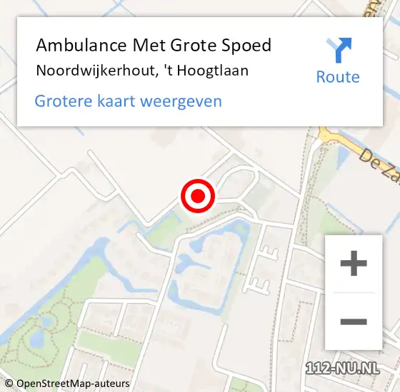 Locatie op kaart van de 112 melding: Ambulance Met Grote Spoed Naar Noordwijkerhout, 't Hoogtlaan op 10 juli 2021 12:40
