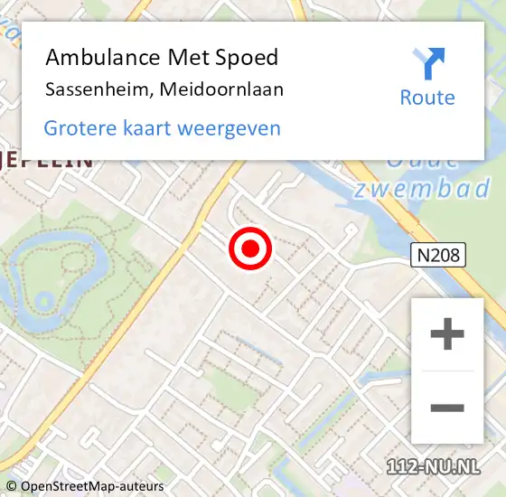 Locatie op kaart van de 112 melding: Ambulance Met Spoed Naar Sassenheim, Meidoornlaan op 10 juli 2021 12:47