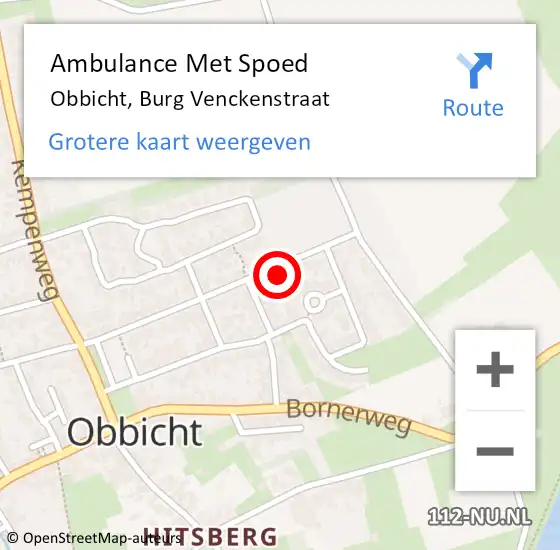 Locatie op kaart van de 112 melding: Ambulance Met Spoed Naar Obbicht, Burg Venckenstraat op 16 juni 2014 03:40