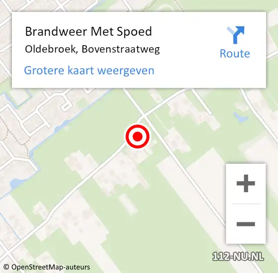 Locatie op kaart van de 112 melding: Brandweer Met Spoed Naar Oldebroek, Bovenstraatweg op 10 juli 2021 13:04