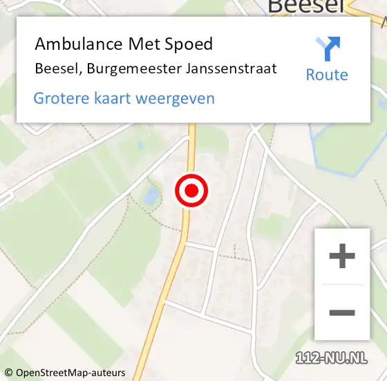 Locatie op kaart van de 112 melding: Ambulance Met Spoed Naar Beesel, Burgemeester Janssenstraat op 10 juli 2021 13:06