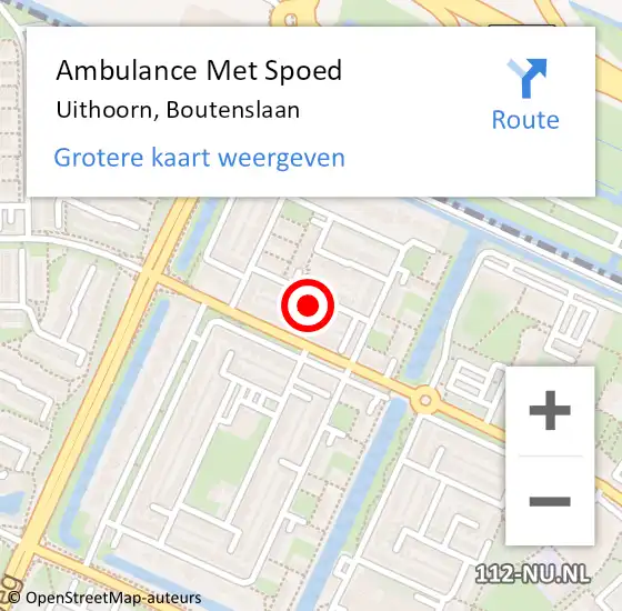 Locatie op kaart van de 112 melding: Ambulance Met Spoed Naar Uithoorn, Boutenslaan op 10 juli 2021 13:21