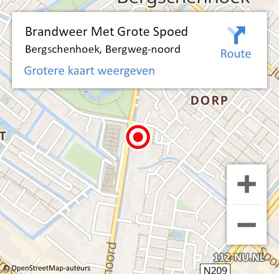 Locatie op kaart van de 112 melding: Brandweer Met Grote Spoed Naar Bergschenhoek, Bergweg-noord op 10 juli 2021 13:33