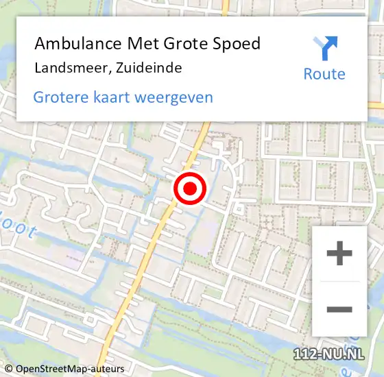 Locatie op kaart van de 112 melding: Ambulance Met Grote Spoed Naar Landsmeer, Zuideinde op 10 juli 2021 13:34