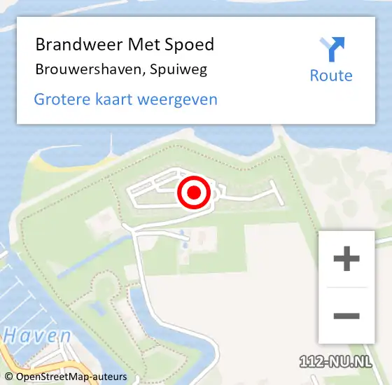 Locatie op kaart van de 112 melding: Brandweer Met Spoed Naar Brouwershaven, Spuiweg op 10 juli 2021 13:35