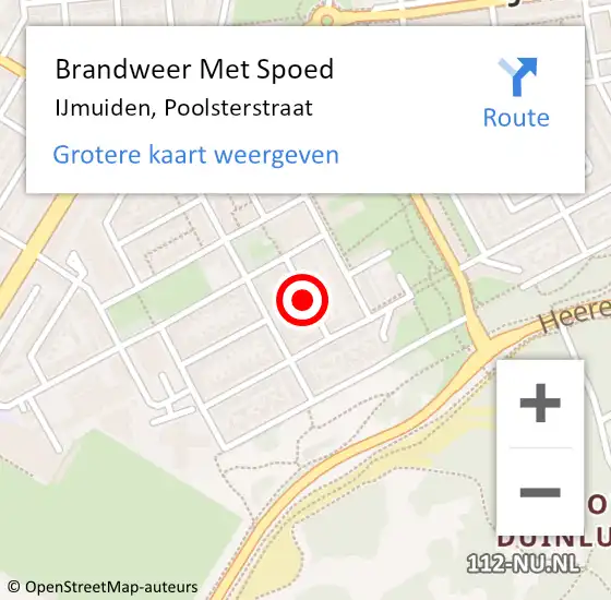 Locatie op kaart van de 112 melding: Brandweer Met Spoed Naar IJmuiden, Poolsterstraat op 10 juli 2021 13:38