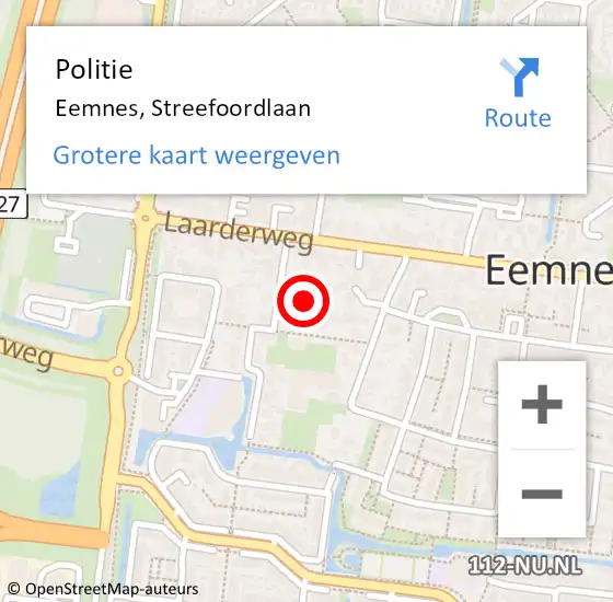 Locatie op kaart van de 112 melding: Politie Eemnes, Streefoordlaan op 10 juli 2021 13:44