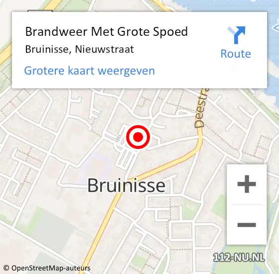 Locatie op kaart van de 112 melding: Brandweer Met Grote Spoed Naar Bruinisse, Nieuwstraat op 10 juli 2021 13:50
