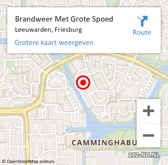 Locatie op kaart van de 112 melding: Brandweer Met Grote Spoed Naar Leeuwarden, Friesburg op 10 juli 2021 13:54