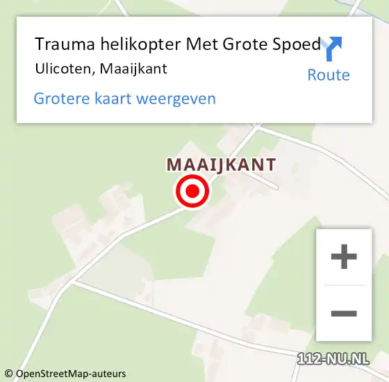 Locatie op kaart van de 112 melding: Trauma helikopter Met Grote Spoed Naar Ulicoten, Maaijkant op 10 juli 2021 13:55