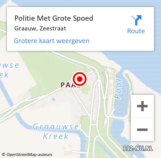 Locatie op kaart van de 112 melding: Politie Met Grote Spoed Naar Graauw, Zeestraat op 10 juli 2021 14:05