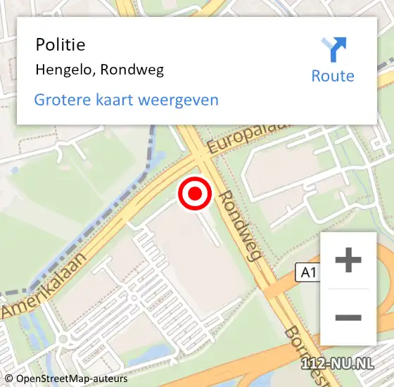 Locatie op kaart van de 112 melding: Politie Hengelo, Rondweg op 10 juli 2021 14:08