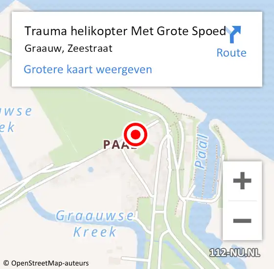 Locatie op kaart van de 112 melding: Trauma helikopter Met Grote Spoed Naar Graauw, Zeestraat op 10 juli 2021 14:11