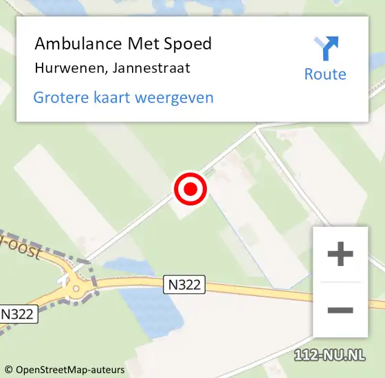 Locatie op kaart van de 112 melding: Ambulance Met Spoed Naar Hurwenen, Jannestraat op 10 juli 2021 14:46