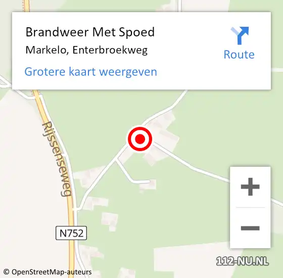 Locatie op kaart van de 112 melding: Brandweer Met Spoed Naar Markelo, Enterbroekweg op 10 juli 2021 14:58