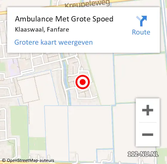 Locatie op kaart van de 112 melding: Ambulance Met Grote Spoed Naar Klaaswaal, Fanfare op 10 juli 2021 15:01