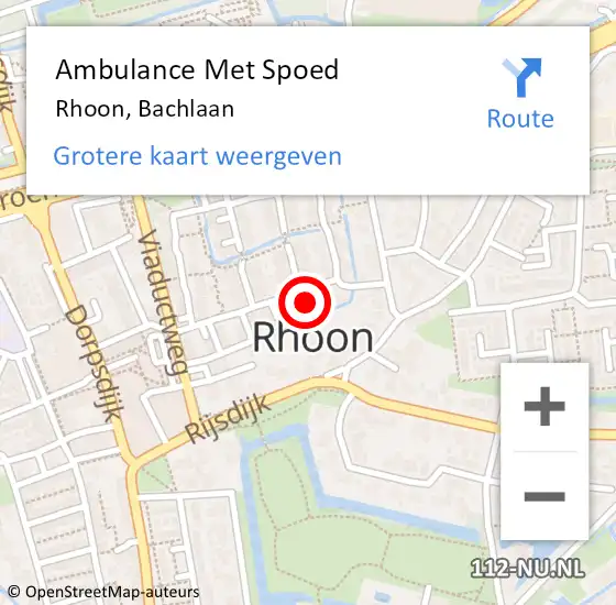 Locatie op kaart van de 112 melding: Ambulance Met Spoed Naar Rhoon, Bachlaan op 10 juli 2021 15:13