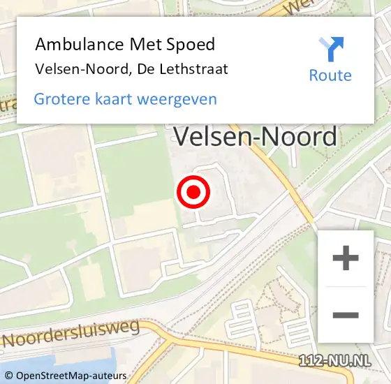 Locatie op kaart van de 112 melding: Ambulance Met Spoed Naar Velsen-Noord, De Lethstraat op 10 juli 2021 15:17