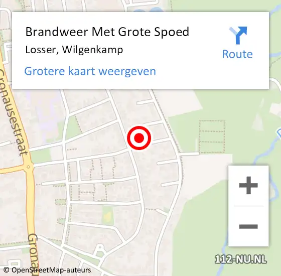 Locatie op kaart van de 112 melding: Brandweer Met Grote Spoed Naar Losser, Wilgenkamp op 10 juli 2021 15:22