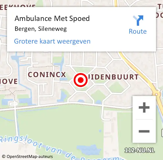 Locatie op kaart van de 112 melding: Ambulance Met Spoed Naar Bergen, Sileneweg op 10 juli 2021 15:30