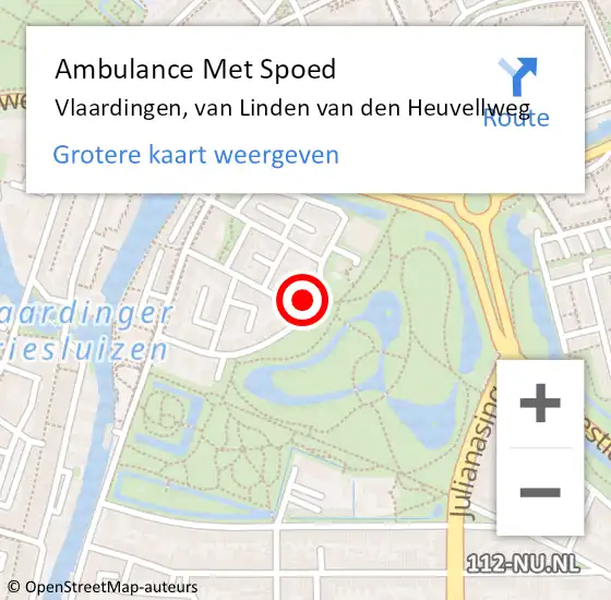 Locatie op kaart van de 112 melding: Ambulance Met Spoed Naar Vlaardingen, van Linden van den Heuvellweg op 10 juli 2021 15:38