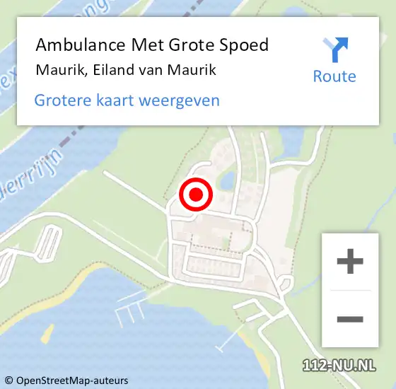 Locatie op kaart van de 112 melding: Ambulance Met Grote Spoed Naar Maurik, Eiland van Maurik op 10 juli 2021 16:08