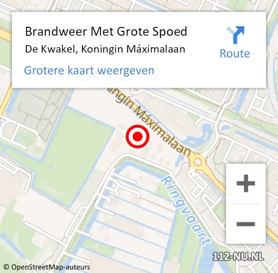 Locatie op kaart van de 112 melding: Brandweer Met Grote Spoed Naar De Kwakel, Koningin Máximalaan op 10 juli 2021 16:15