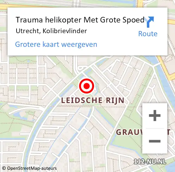 Locatie op kaart van de 112 melding: Trauma helikopter Met Grote Spoed Naar Utrecht, Kolibrievlinder op 10 juli 2021 16:34