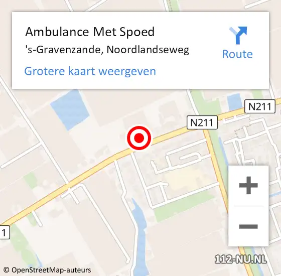 Locatie op kaart van de 112 melding: Ambulance Met Spoed Naar 's-Gravenzande, Noordlandseweg op 10 juli 2021 16:40