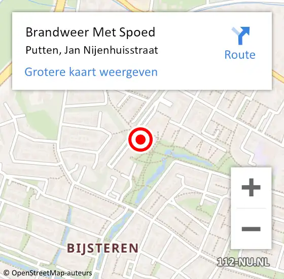 Locatie op kaart van de 112 melding: Brandweer Met Spoed Naar Putten, Jan Nijenhuisstraat op 10 juli 2021 16:43