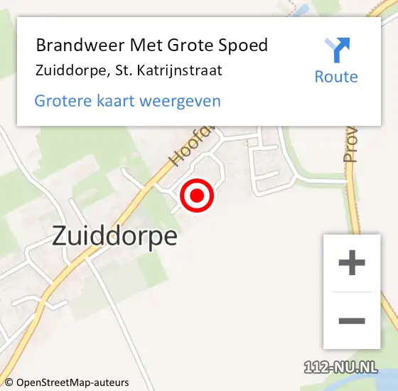 Locatie op kaart van de 112 melding: Brandweer Met Grote Spoed Naar Zuiddorpe, St. Katrijnstraat op 10 juli 2021 16:43