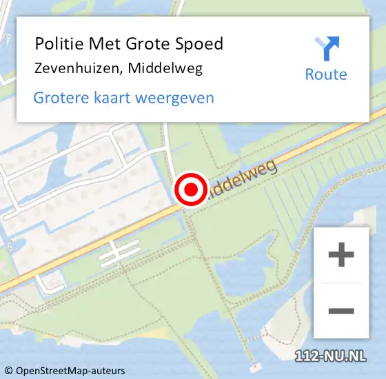 Locatie op kaart van de 112 melding: Politie Met Grote Spoed Naar Zevenhuizen, Middelweg op 10 juli 2021 16:51