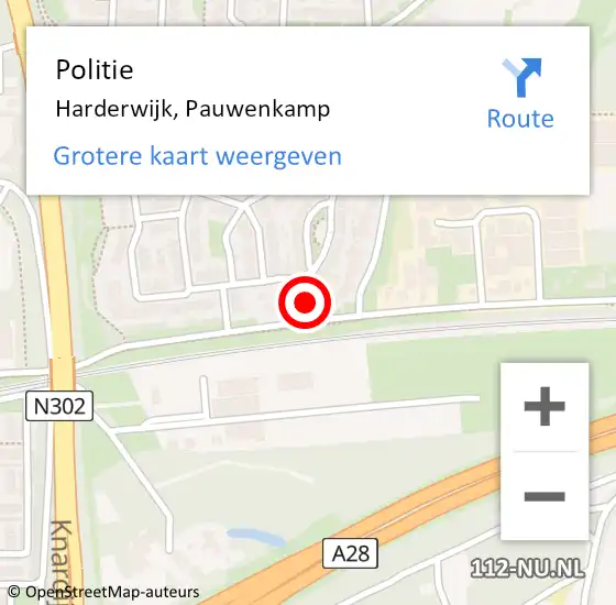 Locatie op kaart van de 112 melding: Politie Harderwijk, Pauwenkamp op 10 juli 2021 16:55