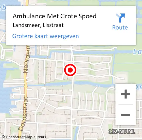 Locatie op kaart van de 112 melding: Ambulance Met Grote Spoed Naar Landsmeer, Lisstraat op 10 juli 2021 17:18