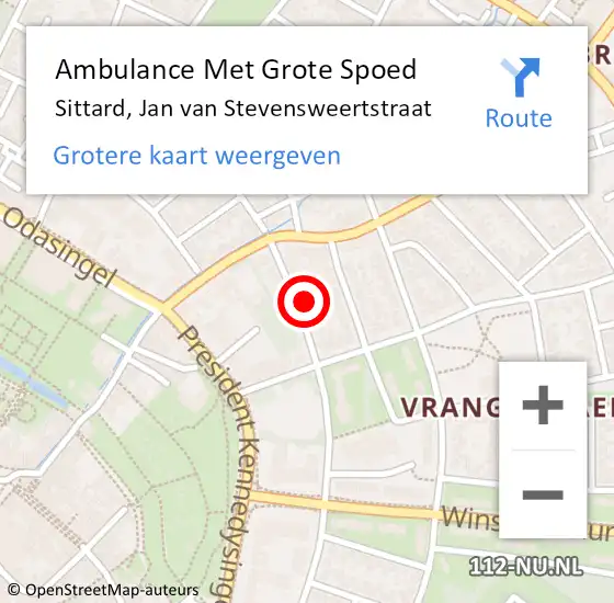 Locatie op kaart van de 112 melding: Ambulance Met Grote Spoed Naar Sittard, Jan van Stevensweertstraat op 10 juli 2021 17:45