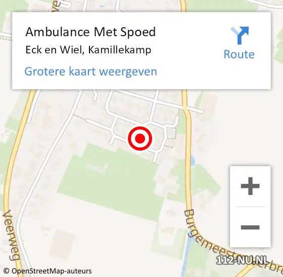 Locatie op kaart van de 112 melding: Ambulance Met Spoed Naar Eck en Wiel, Kamillekamp op 10 juli 2021 17:50