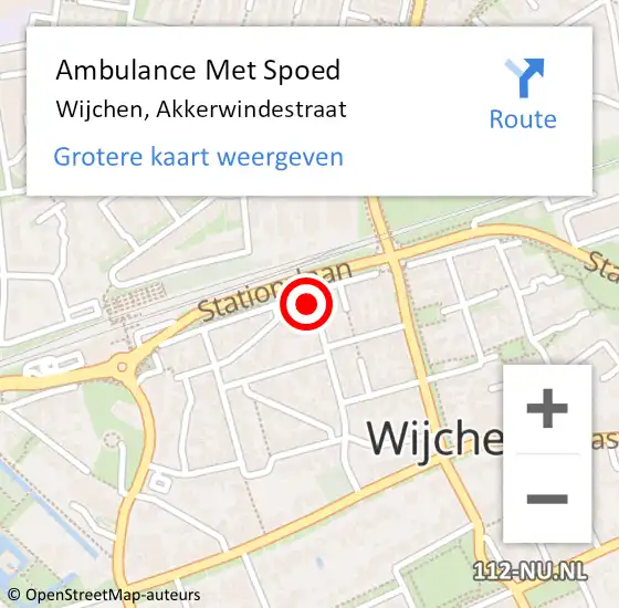 Locatie op kaart van de 112 melding: Ambulance Met Spoed Naar Wijchen, Akkerwindestraat op 10 juli 2021 18:14