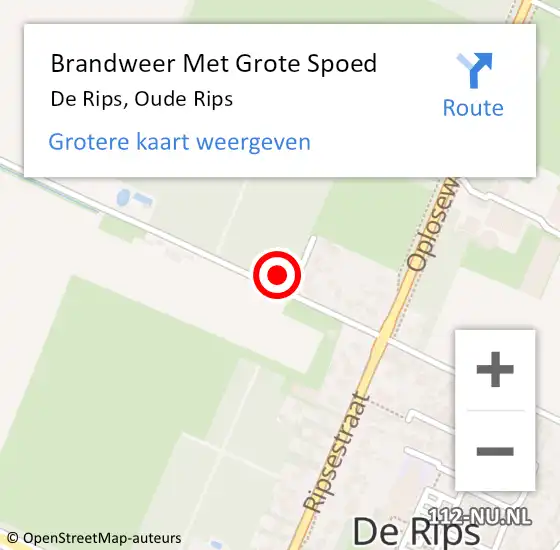 Locatie op kaart van de 112 melding: Brandweer Met Grote Spoed Naar De Rips, Oude Rips op 10 juli 2021 18:21