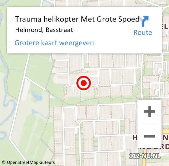 Locatie op kaart van de 112 melding: Trauma helikopter Met Grote Spoed Naar Helmond, Basstraat op 10 juli 2021 18:31