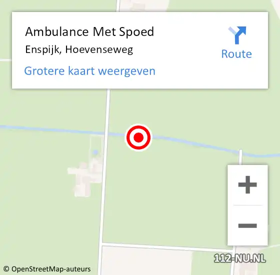 Locatie op kaart van de 112 melding: Ambulance Met Spoed Naar Enspijk, Hoevenseweg op 10 juli 2021 18:32