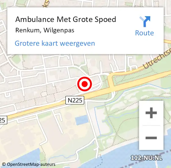 Locatie op kaart van de 112 melding: Ambulance Met Grote Spoed Naar Renkum, Wilgenpas op 10 juli 2021 18:36