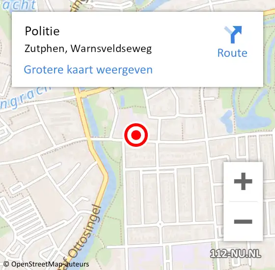 Locatie op kaart van de 112 melding: Politie Zutphen, Warnsveldseweg op 10 juli 2021 18:37