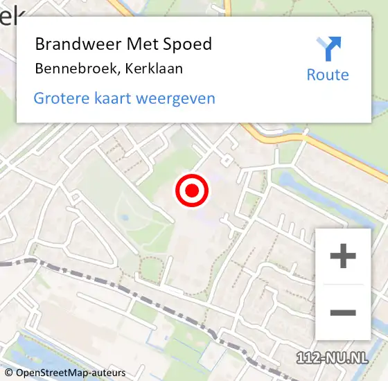 Locatie op kaart van de 112 melding: Brandweer Met Spoed Naar Bennebroek, Kerklaan op 10 juli 2021 18:43