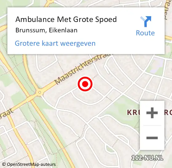 Locatie op kaart van de 112 melding: Ambulance Met Grote Spoed Naar Brunssum, Eikenlaan op 16 juni 2014 06:17