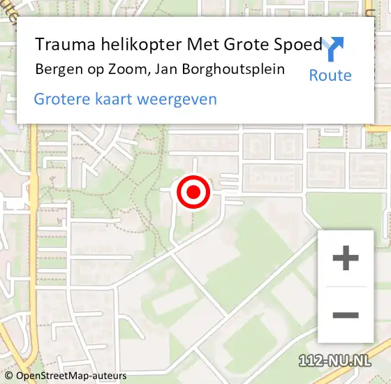 Locatie op kaart van de 112 melding: Trauma helikopter Met Grote Spoed Naar Bergen op Zoom, Jan Borghoutsplein op 10 juli 2021 19:07